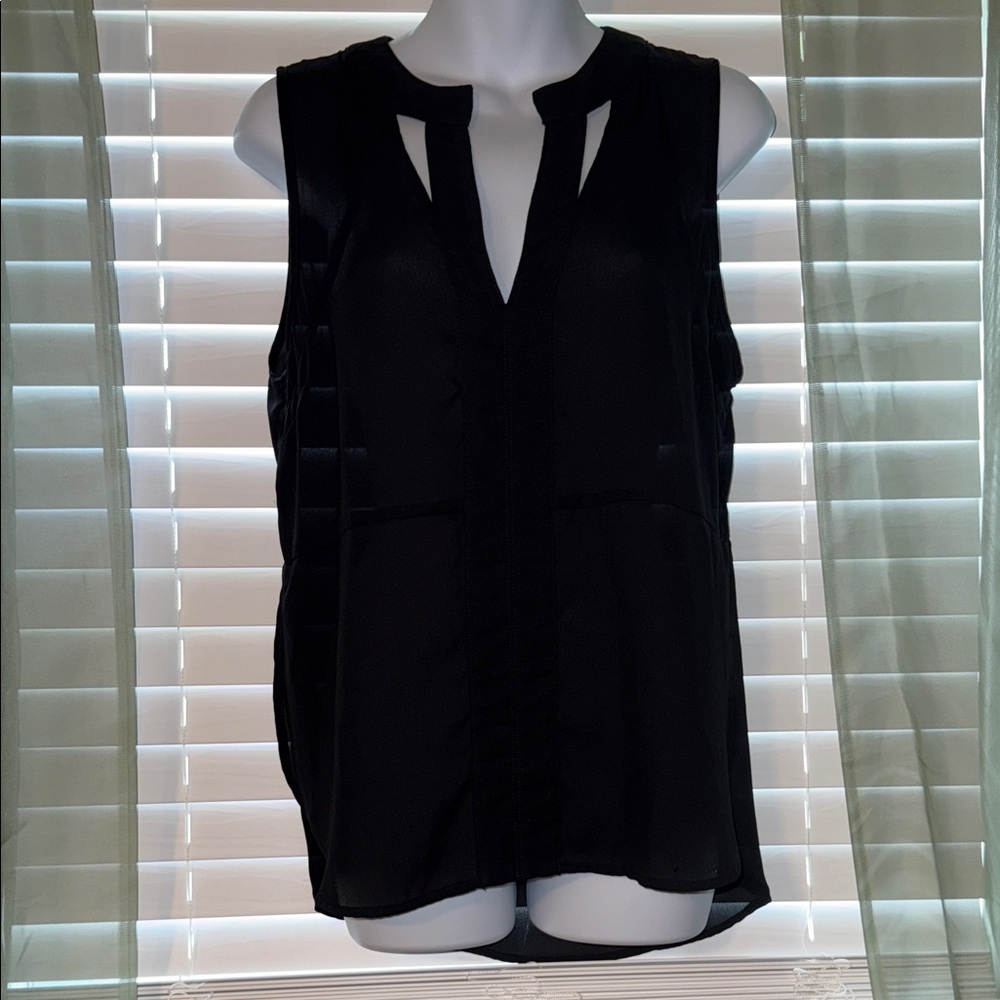 Guess black sleeveless blouse sheer with high low effect size M